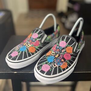 Vans Classic Slip On Dia De Los Muertos Sugar Skull Sneakers